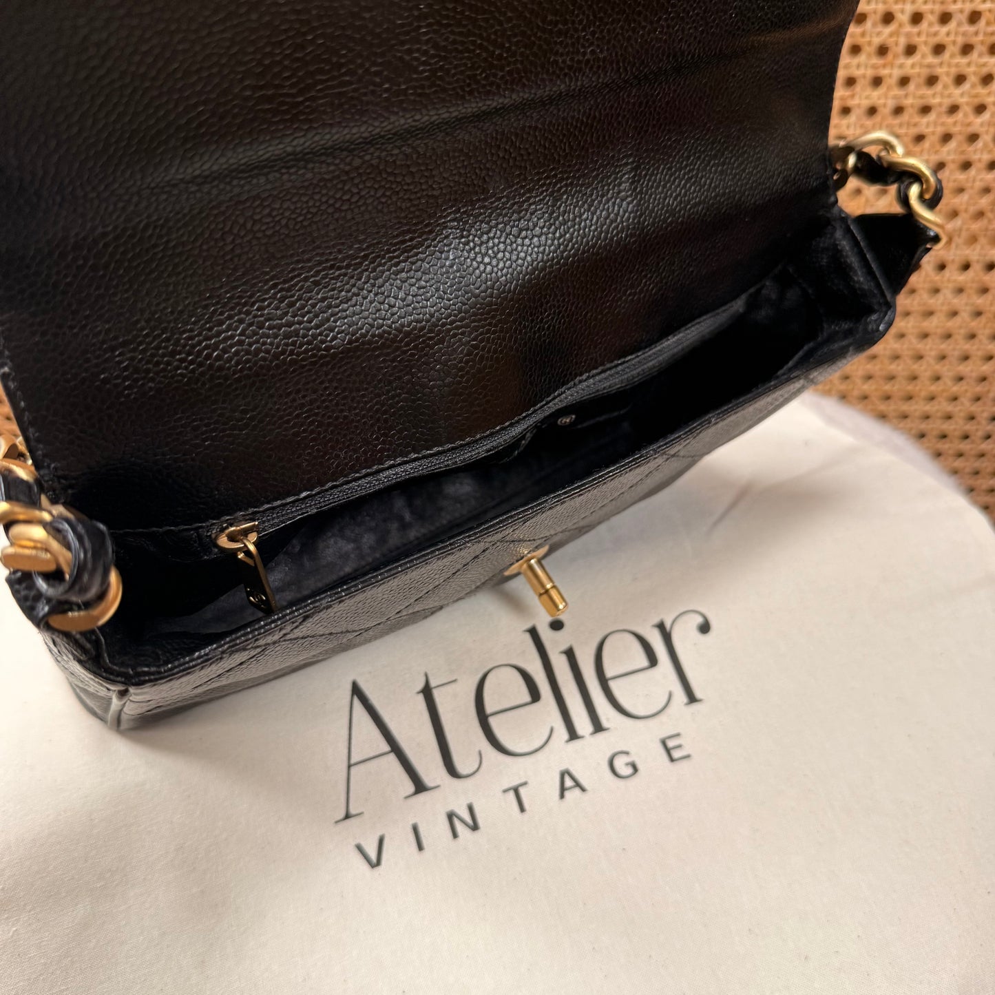 Chanel 2000 Rare Diamond Quilted Caviar Shoulder Bag