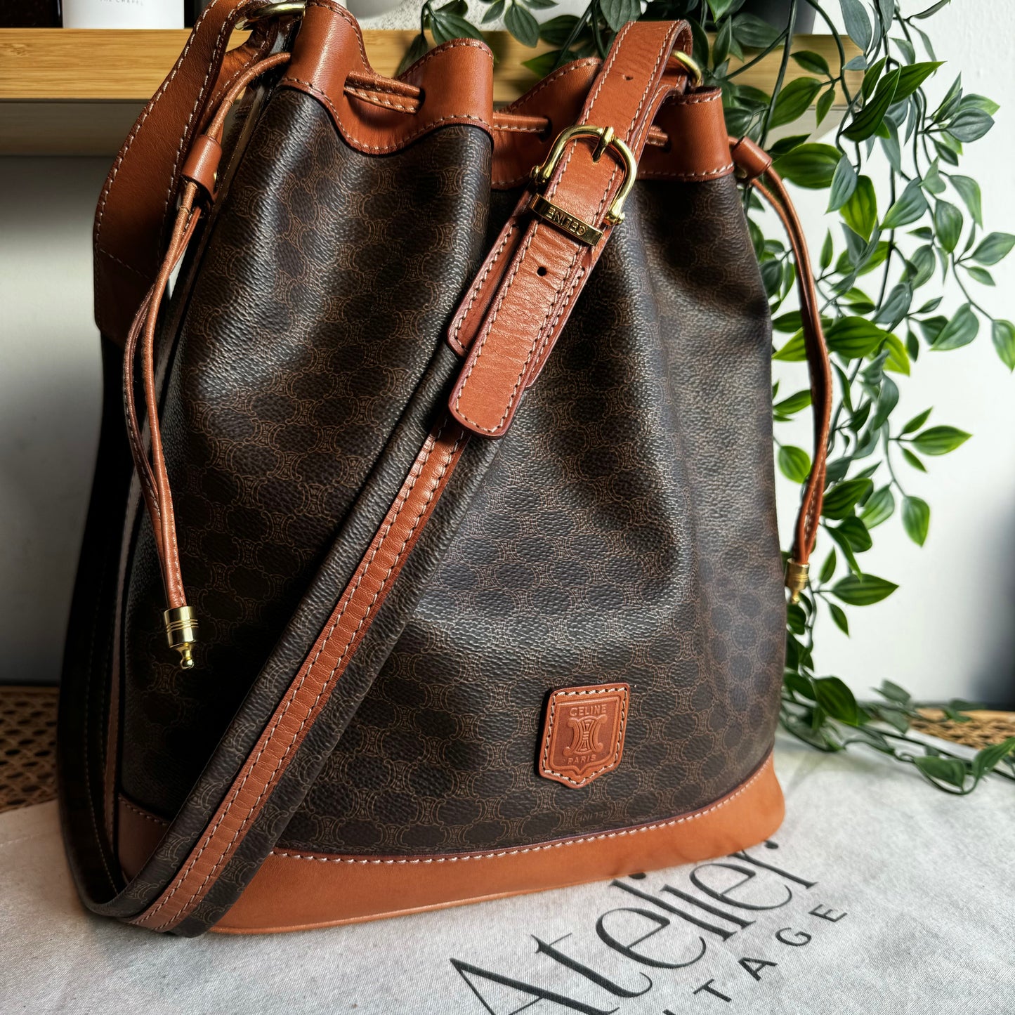 Celine Brown Macadam Bucket Bag