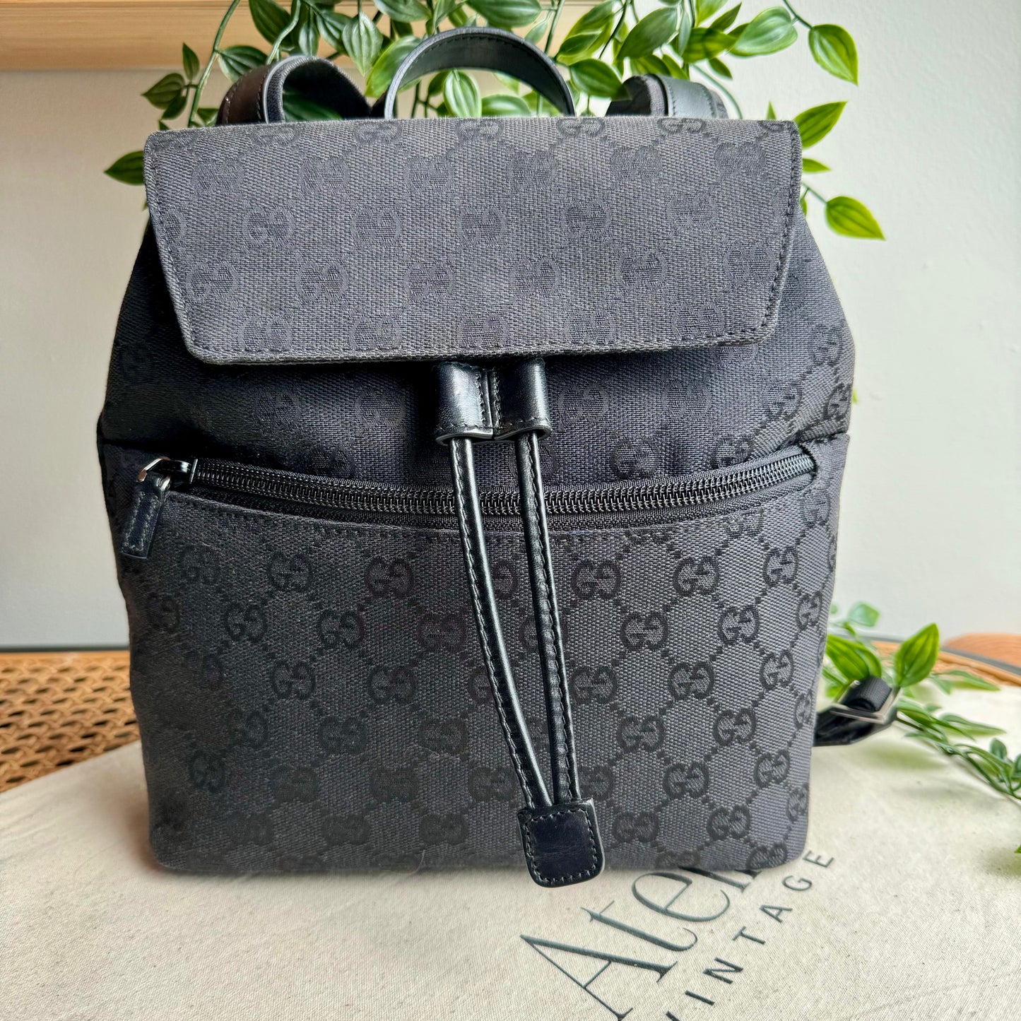 Gucci 2000s GG Canvas & Leather Top Handle Back Pack