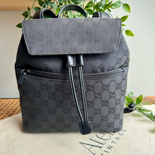 Gucci 2000s GG Canvas & Leather Top Handle Back Pack