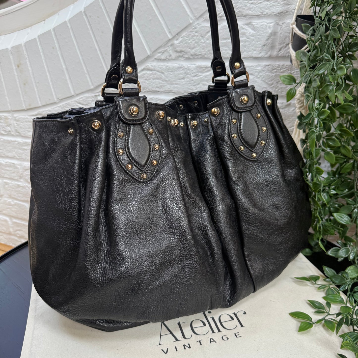 Gucci 1990s Oversized tote with Gold Studs