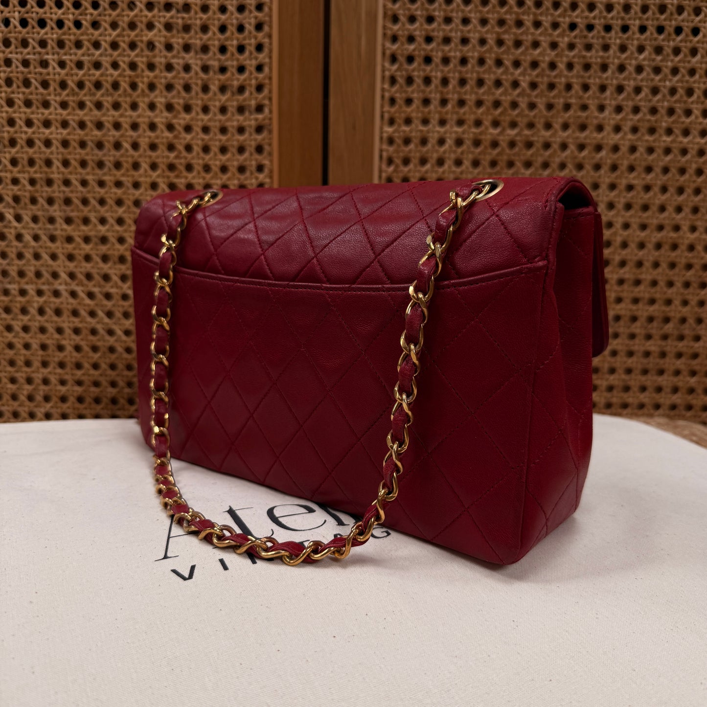 Chanel 1989 Red Classic Single Flap with purse