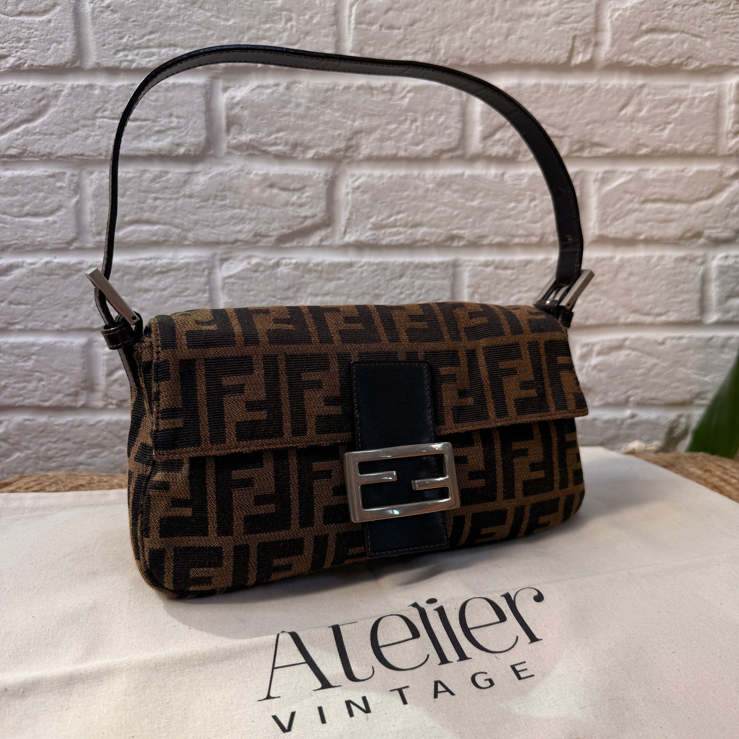 Fendi 1990s Original Baguette in Brown Zucca Print Canvas
