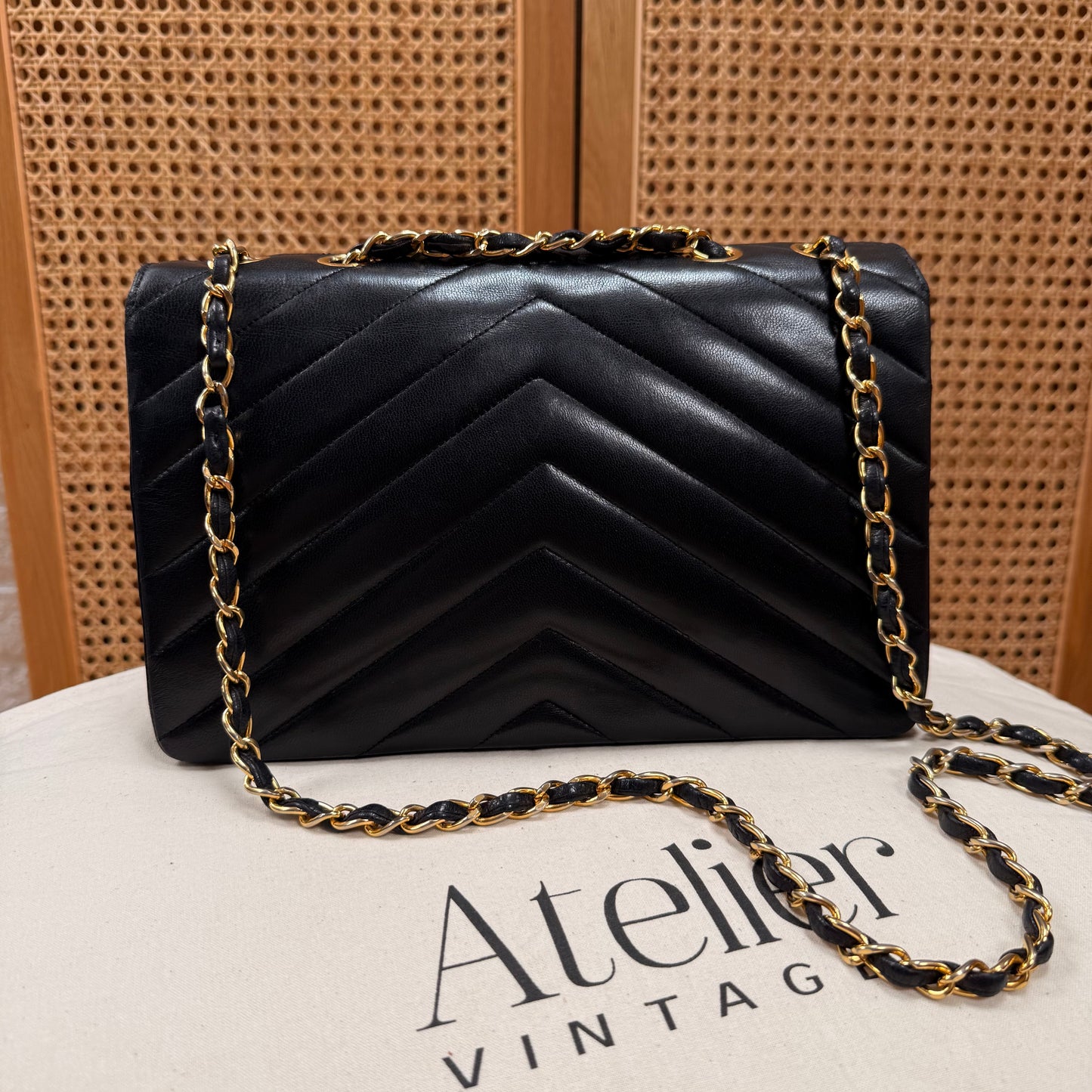 Chanel 1986 1986 Chevron Quilted Envelope Single Flap