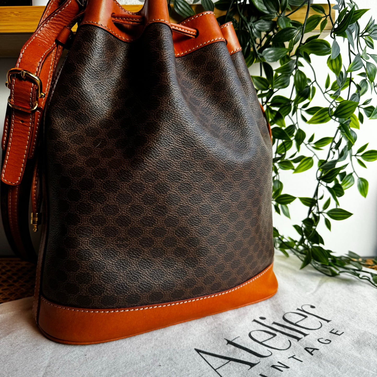 Celine Brown Macadam Bucket Bag