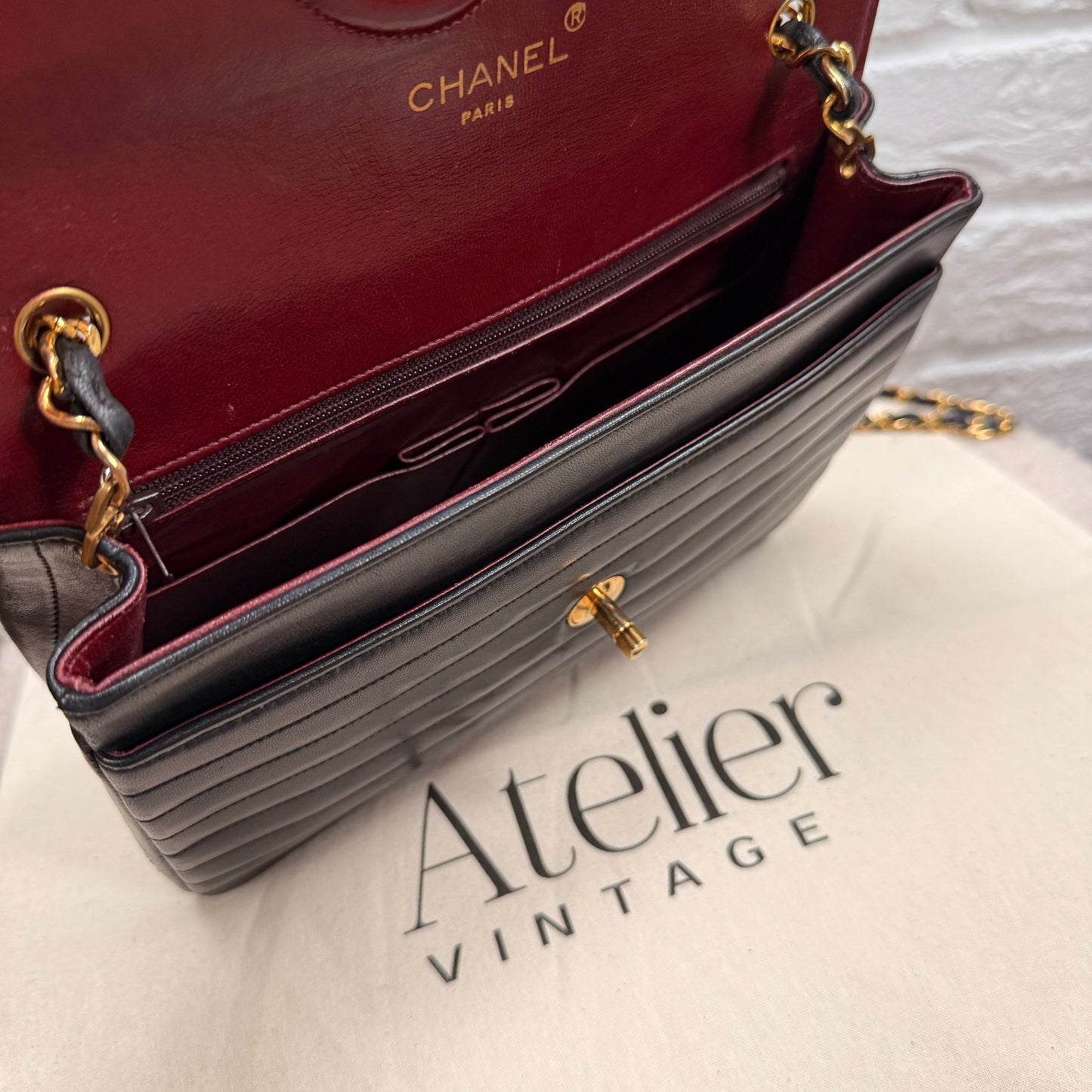 Chanel 1989 Rare Chanel Paris Limited Edition vertical quilted Single Flap in black