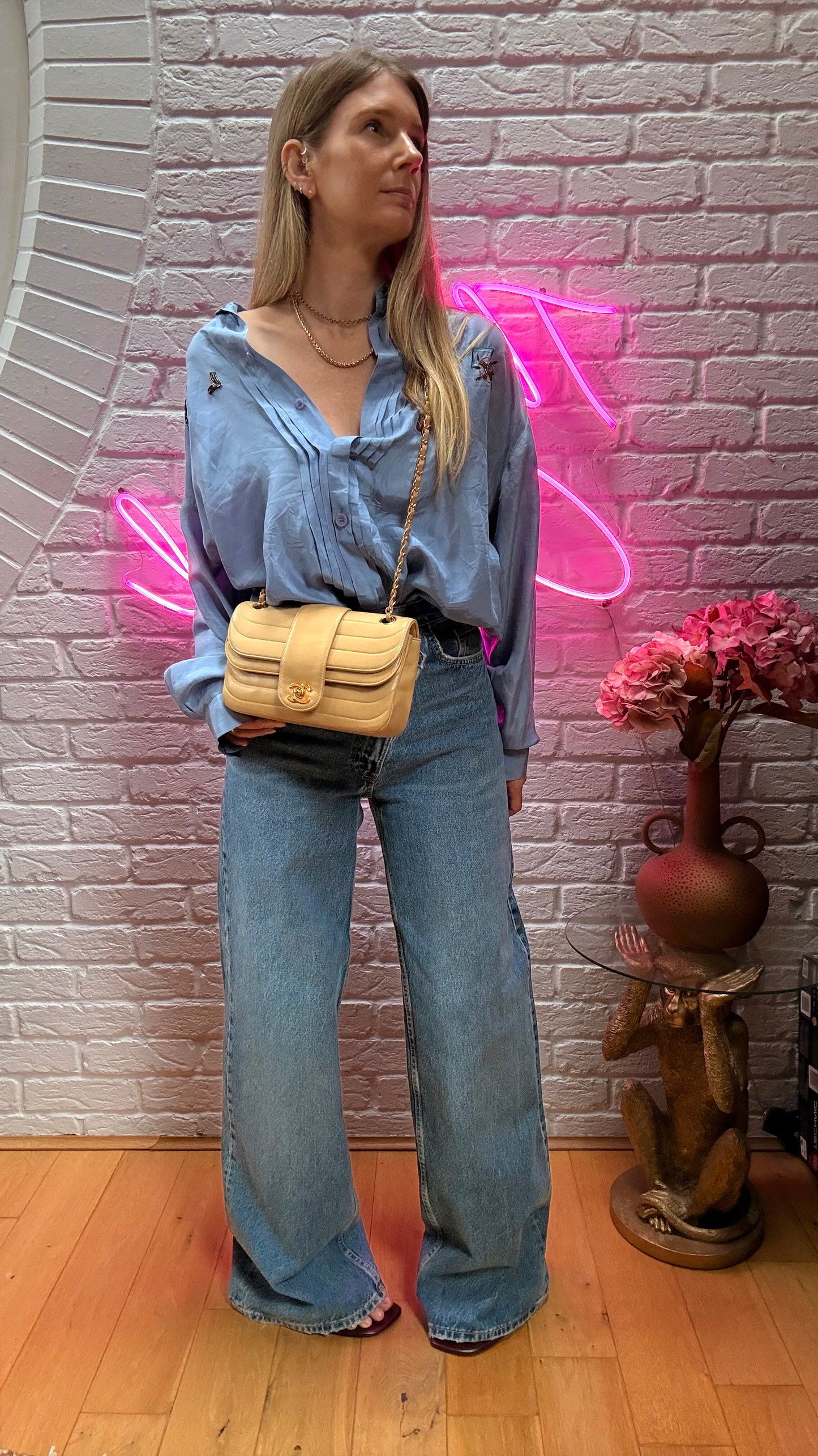 Chanel 1991 Ultra Rare Mademoiselle Scallop Double Flap in Dark Beige