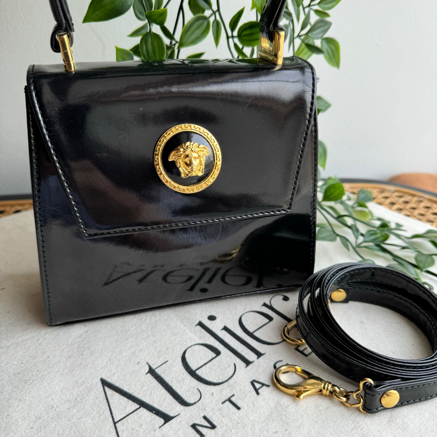 Versace Vintage Medusa Top Handle Two Way Bag