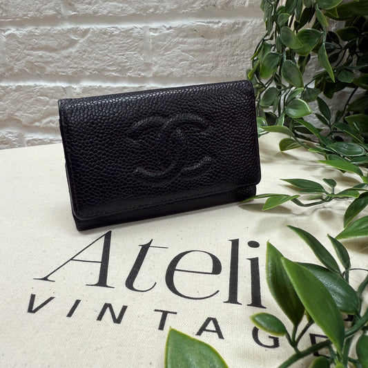 Chanel 2000 Black Caviar Leather six key holder
