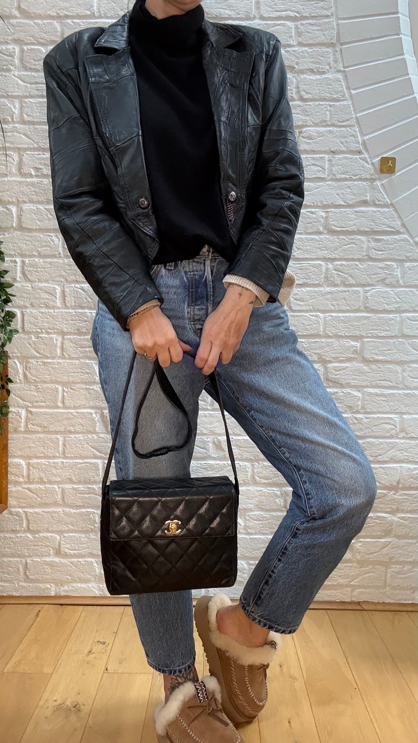Chanel Collectors Piece 1994 Caviar Cross Body Box Bag with Vanity Mirror