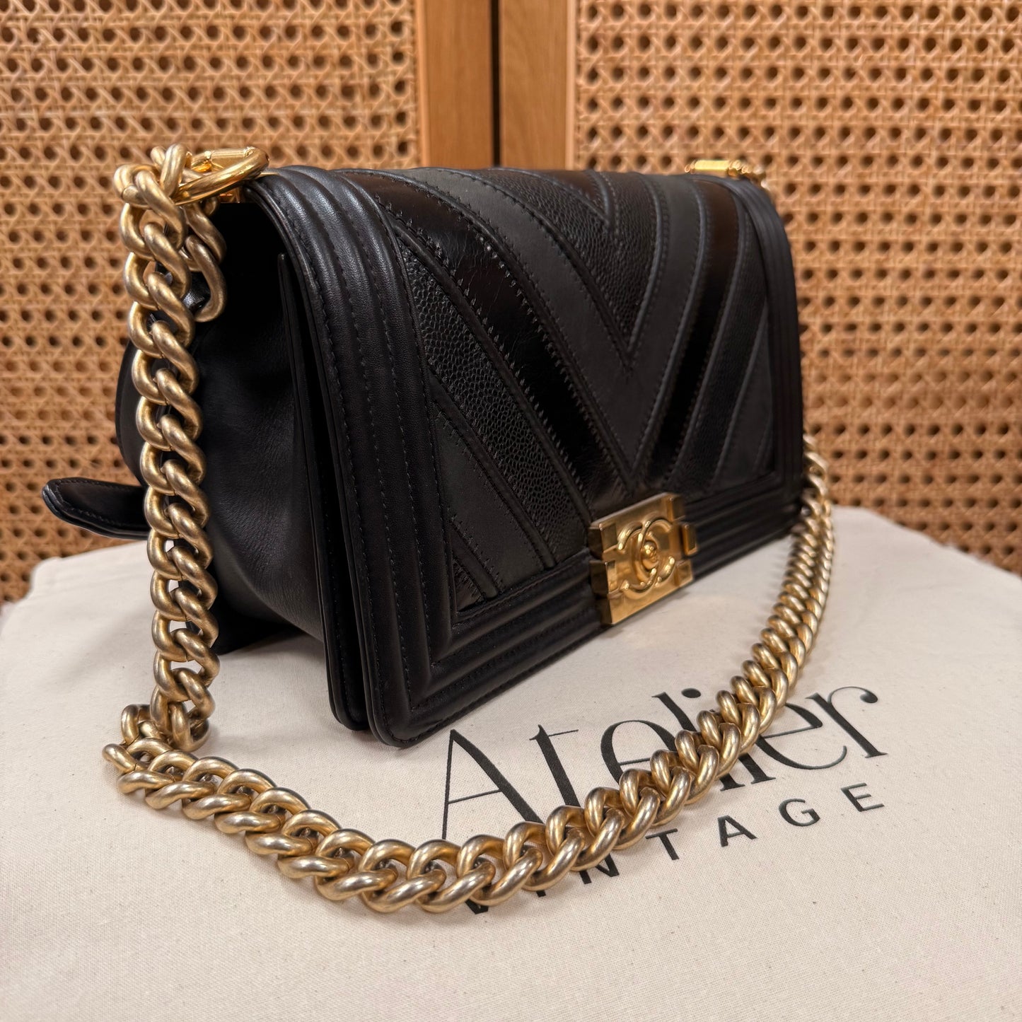 Chanel Rare 2016 Black Le Boy in Caviar mix