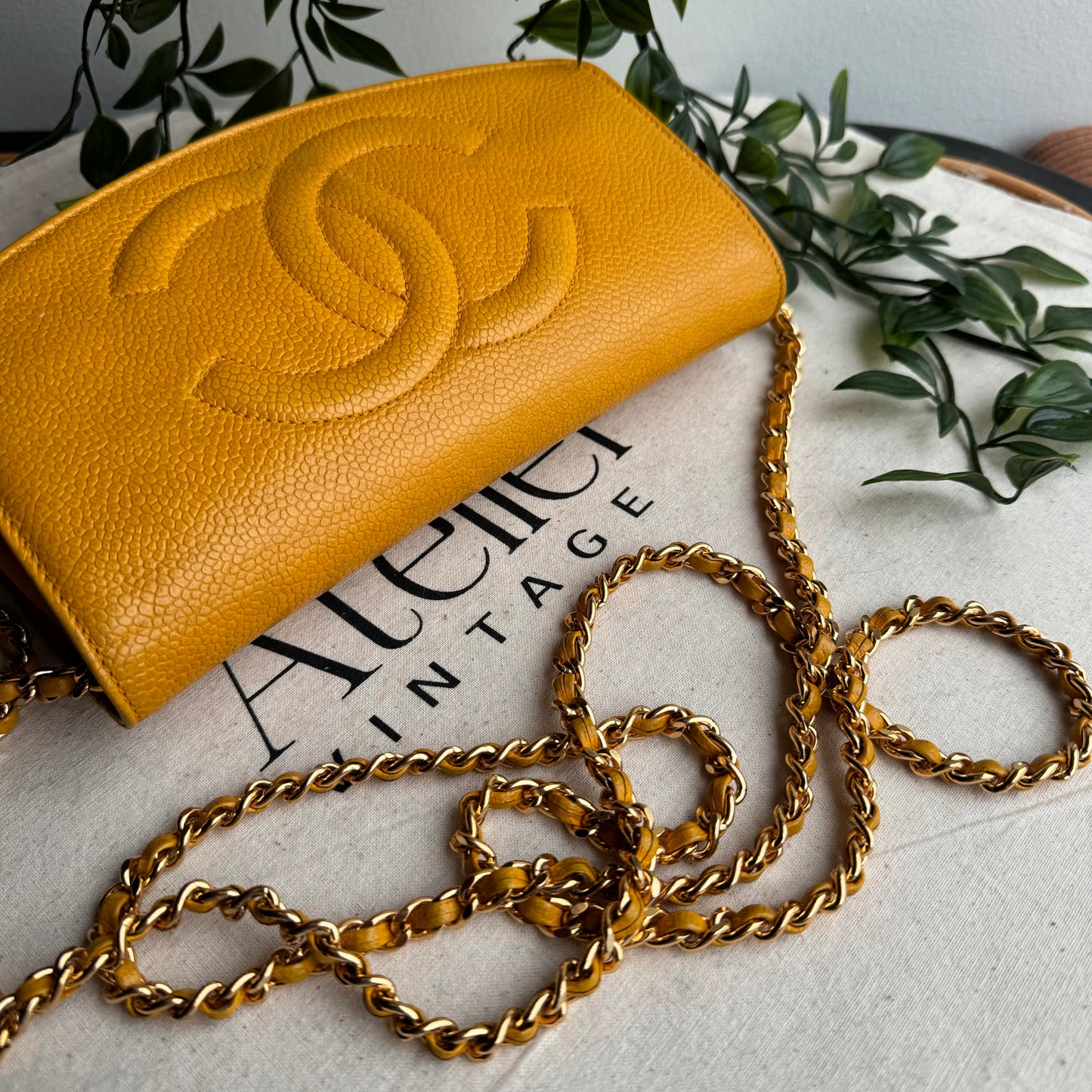 Chanel 1994 Caviar Leather Wallet on Chain
