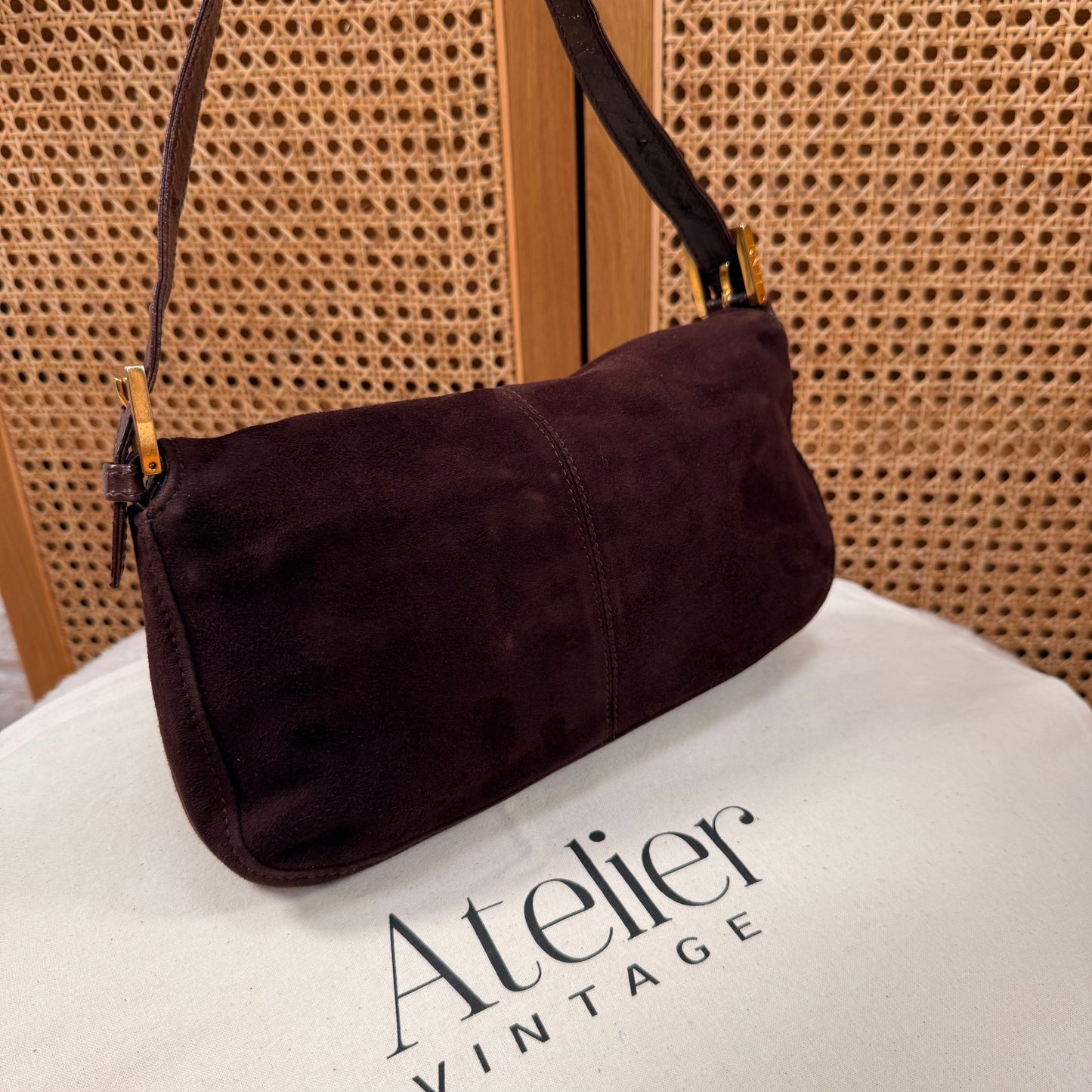 Fendi 1999 Fendi Baguette - Chocolate Suede & Enamel Closure
