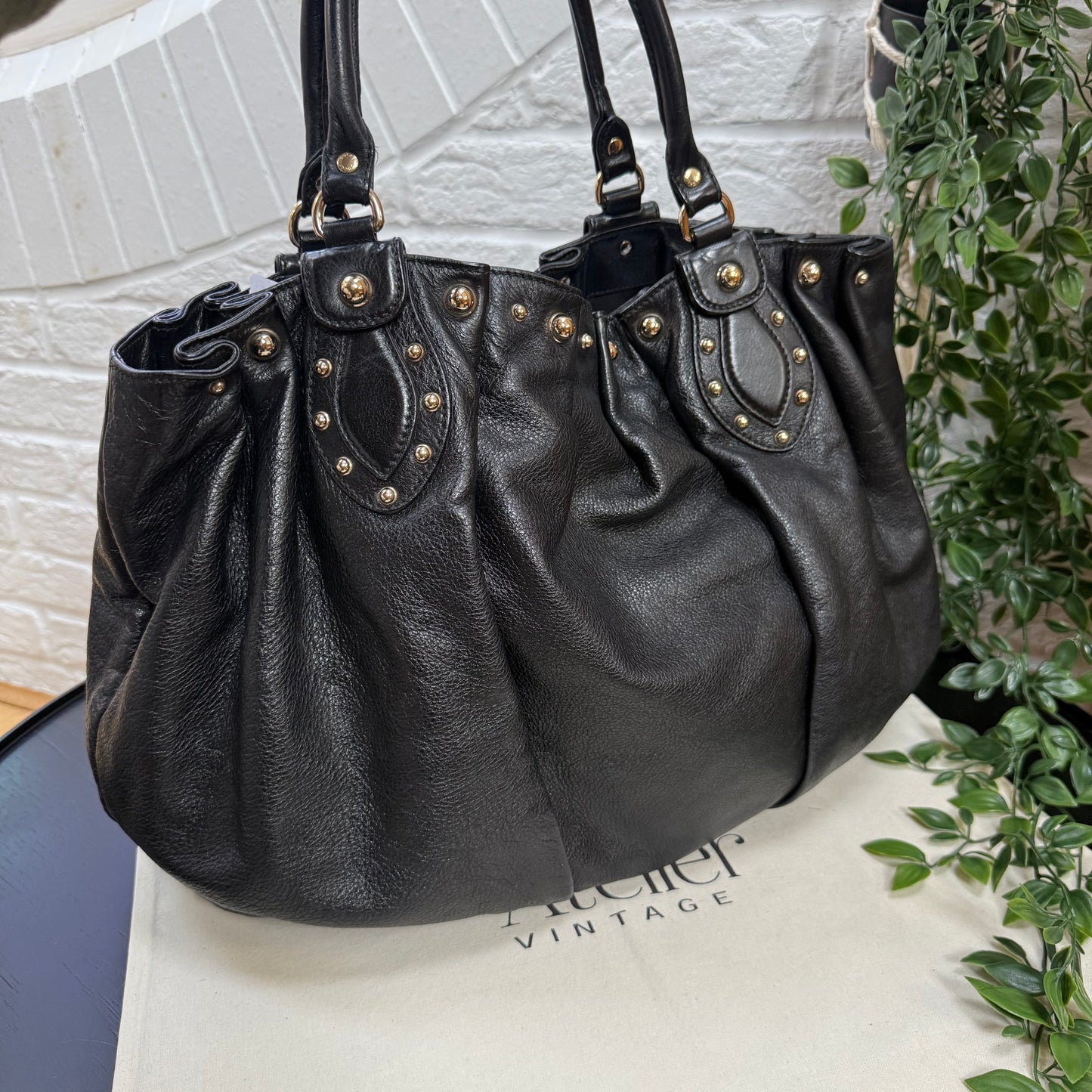 Gucci 1990s Oversized tote with Gold Studs