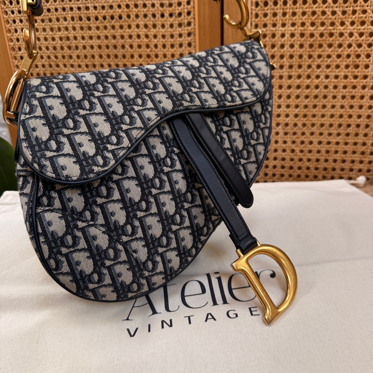 Dior 2019 Saddle Bag in Navy Oblique