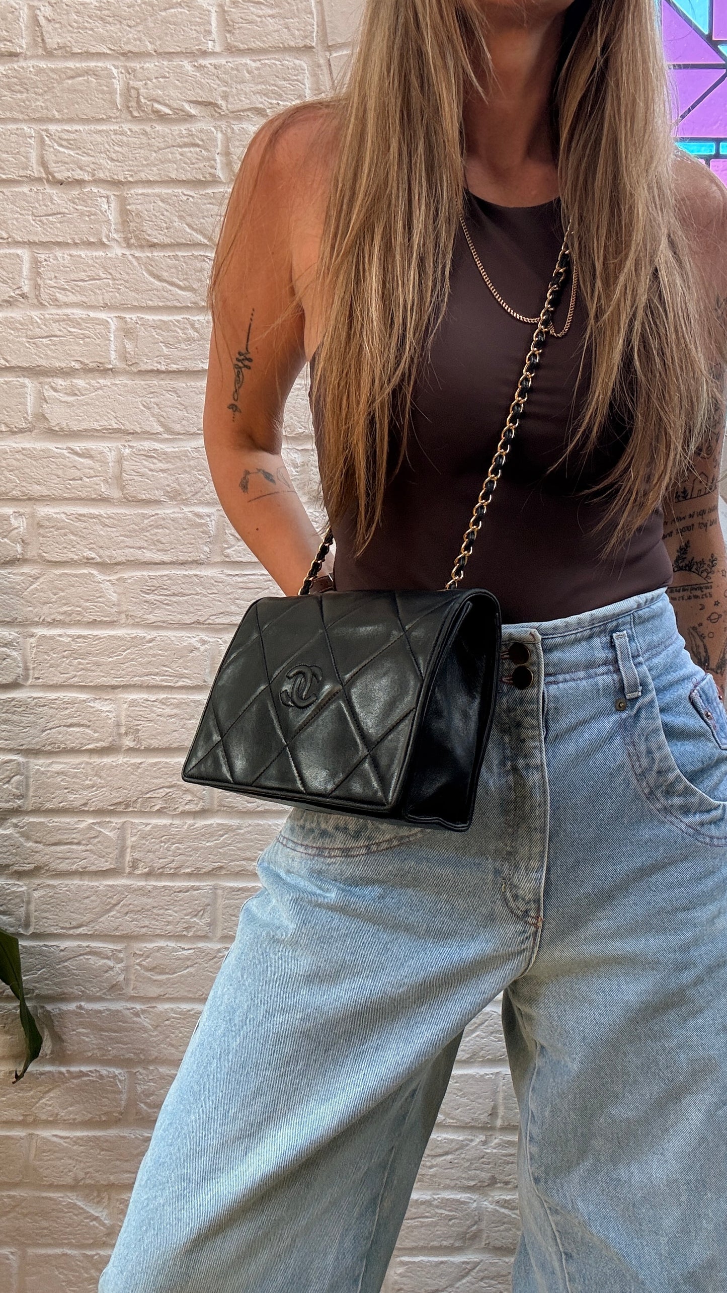 Chanel 1986 Navy Lambskin Full flap in diamond quilting