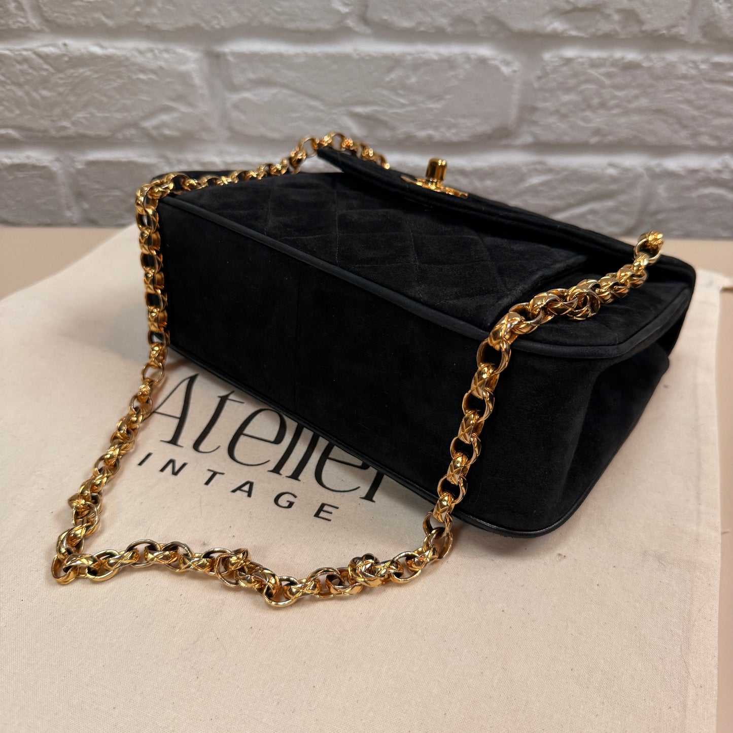 Chanel 1980s Ultra Rare Limited Edition Bijoux Chain in Black Suede and 24k Hold Hardware