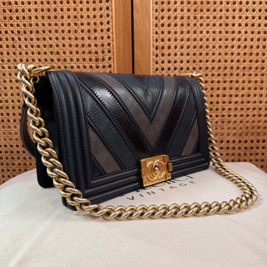Chanel Rare 2016 Navy Le Boy in Caviar mix