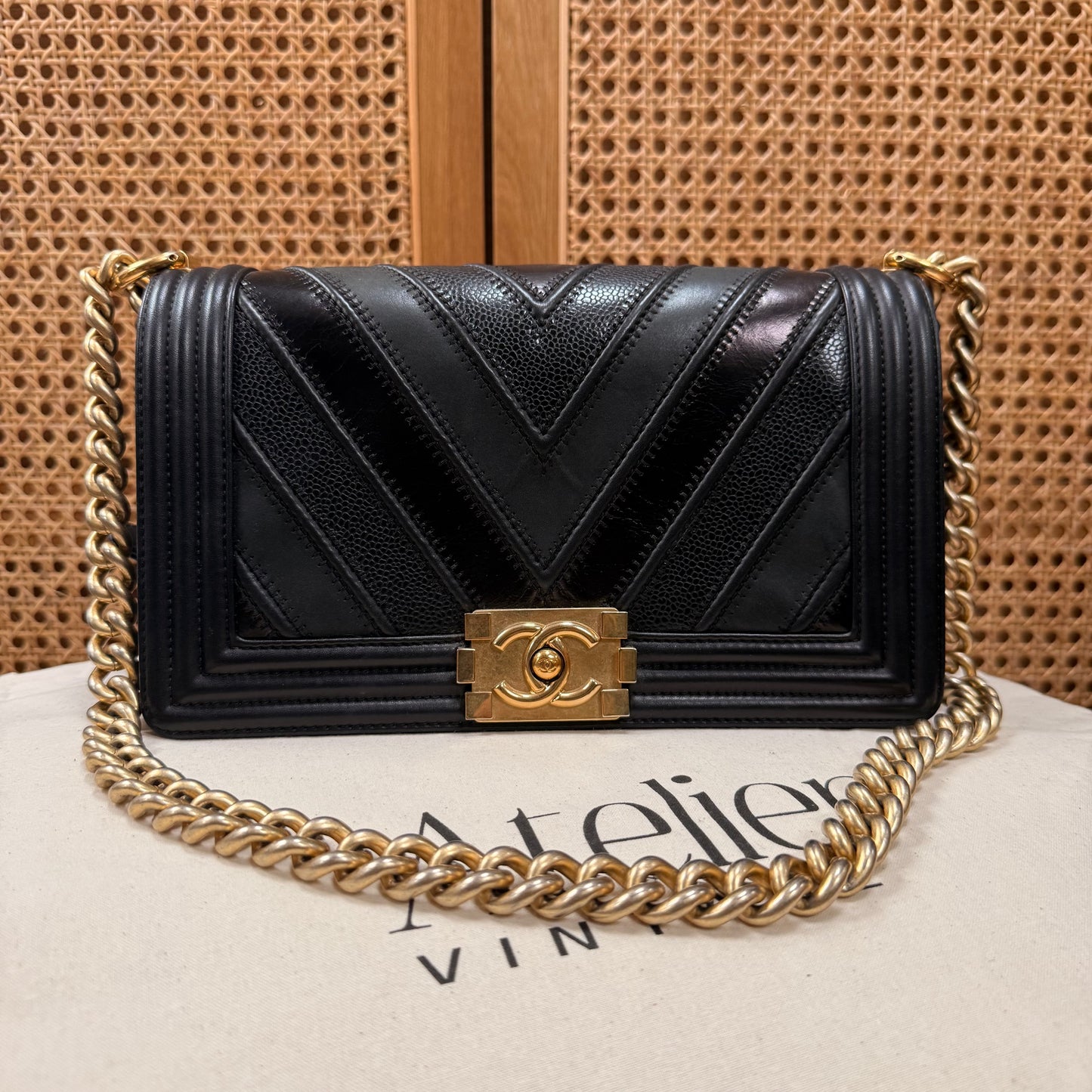 Chanel Rare 2016 Black Le Boy in Caviar mix