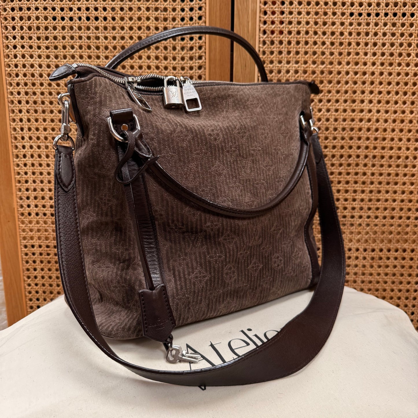 Louis Vuitton 2011 Antheia in Monogram Brown Suede & Leather Two Way