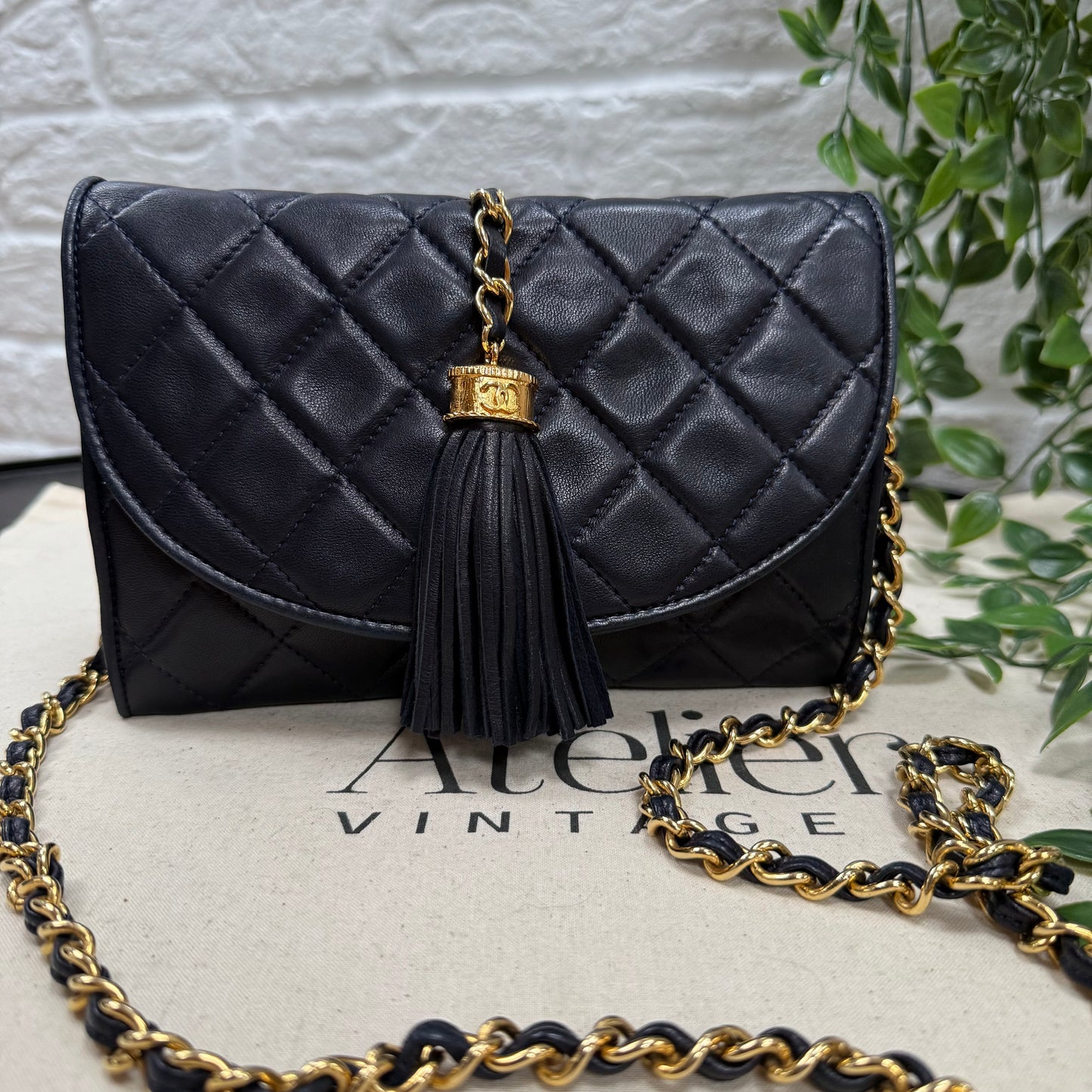 Chanel 1986 Navy Quilted Half Moon Flap