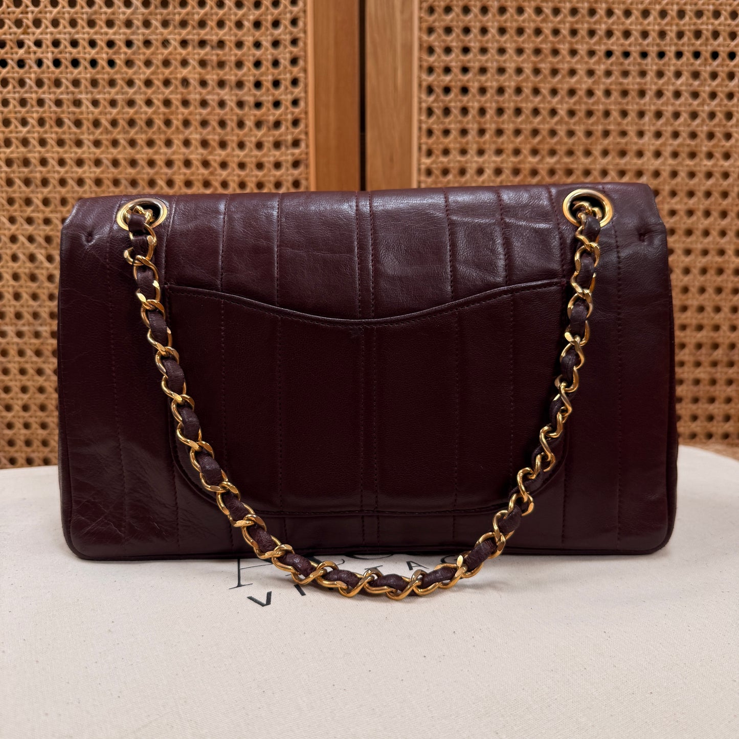 Chanel Ultra Rare Early 1980s Bordeux Lambskin Leather Classic Double Flap in Medium with 24k Gold Hardware