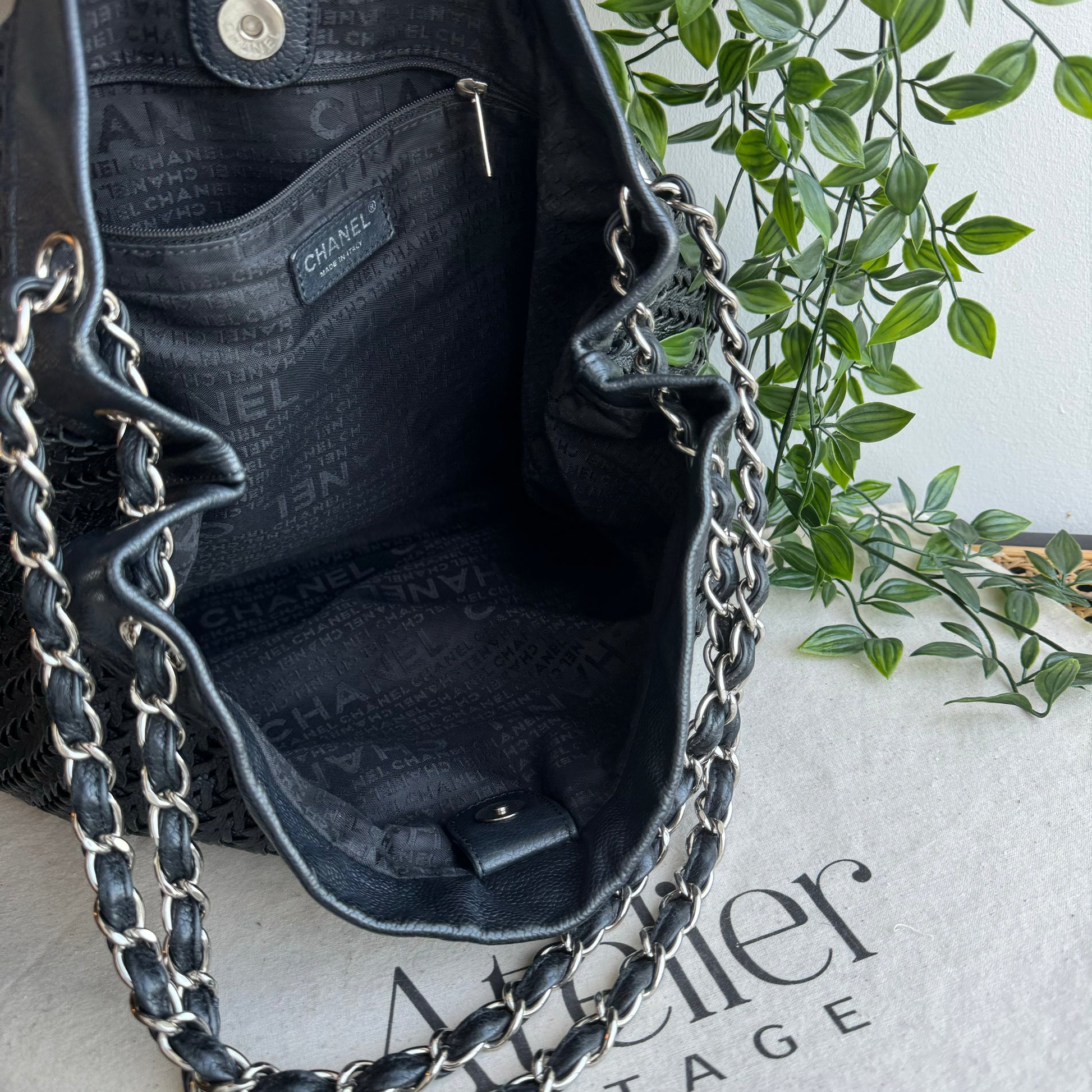 Chanel black top tote bag