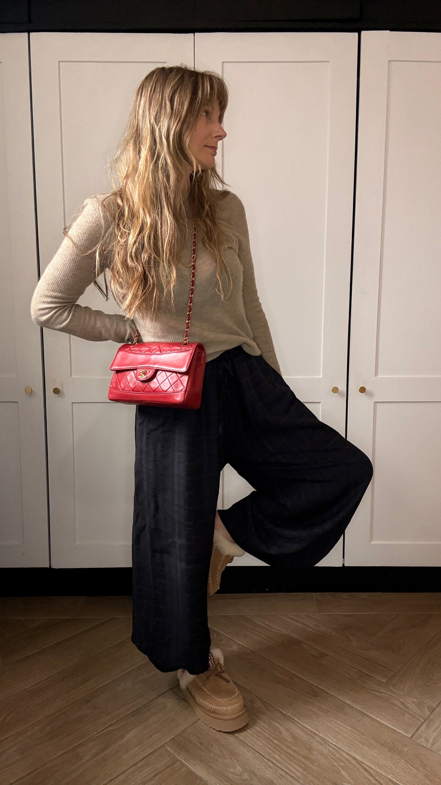 Chanel 1989 Red Classic Single Flap with purse