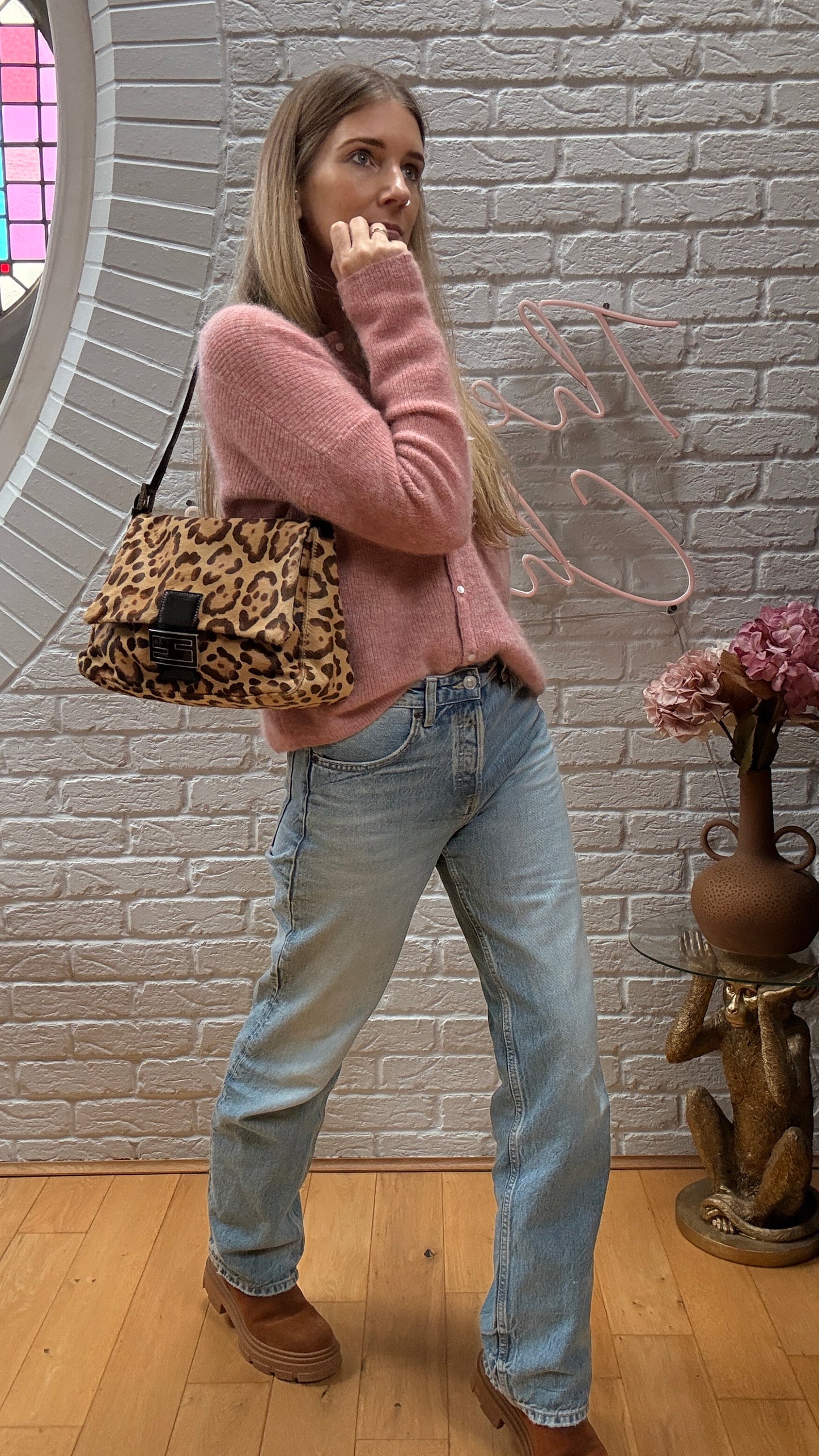 Fendi 1990s Original Fendi Mamma Baguette In Leopard Print Pony Hair