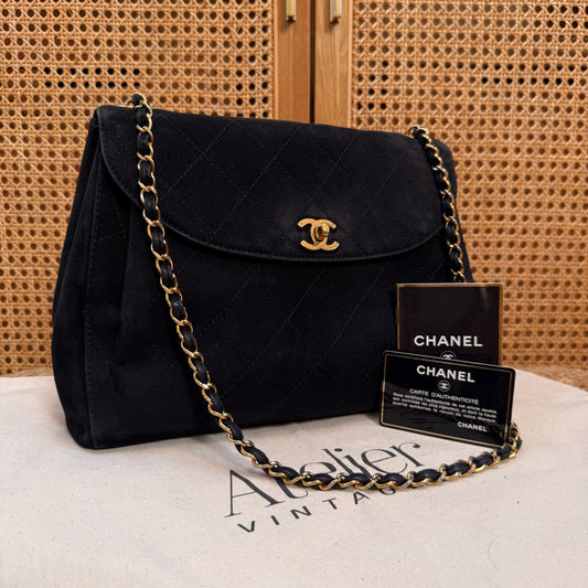 Chanel Rare 1997 Large Suede Single Flap