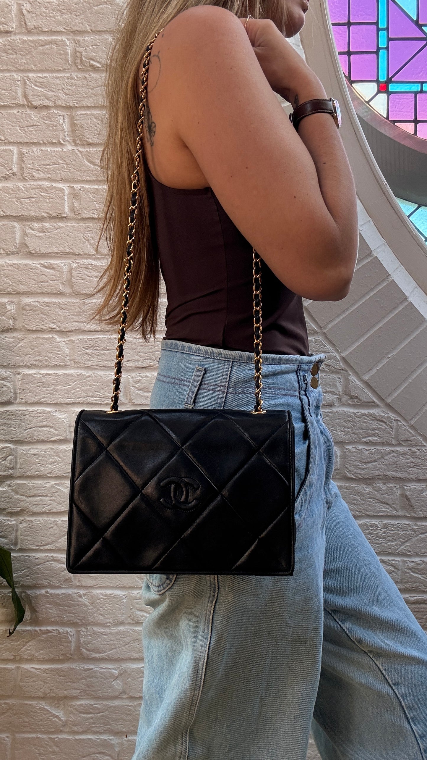 Chanel 1986 Navy Lambskin Full flap in diamond quilting