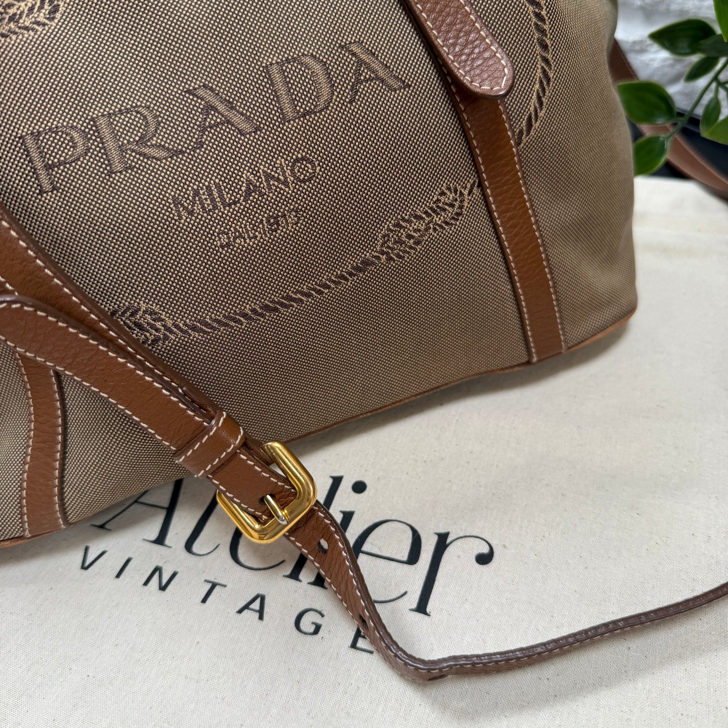 Prada 1990s Canapa Two Way Tote