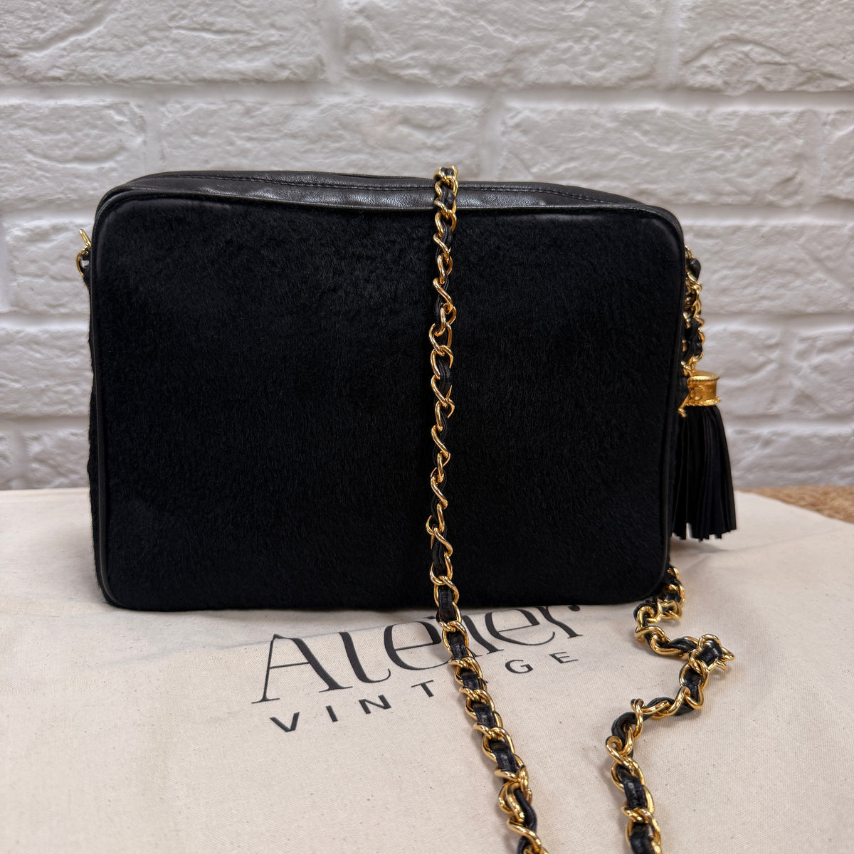 Chanel 1986 Rare Black Pony Hair & Leather Camera Bag
