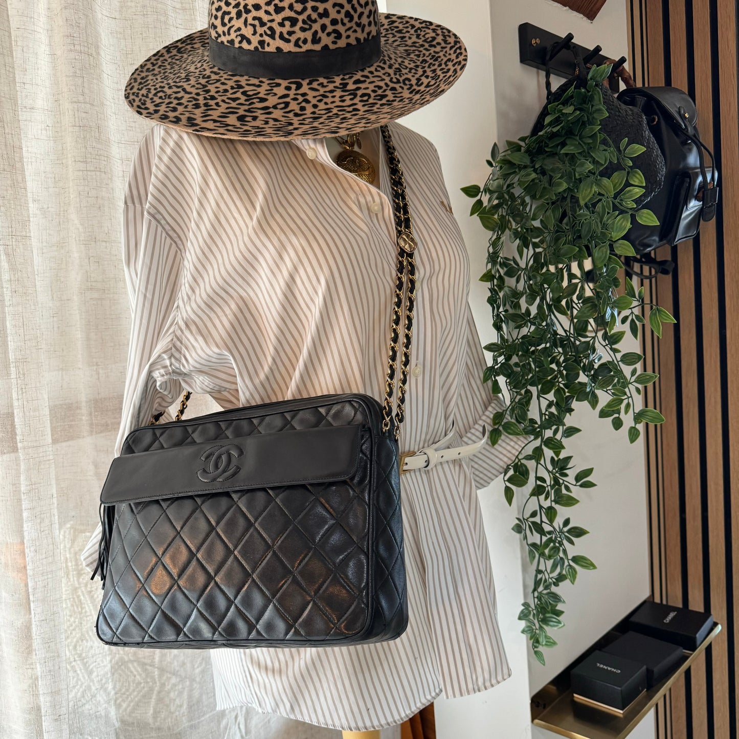 Chanel 1989 Double Chain Camera Bag Tote