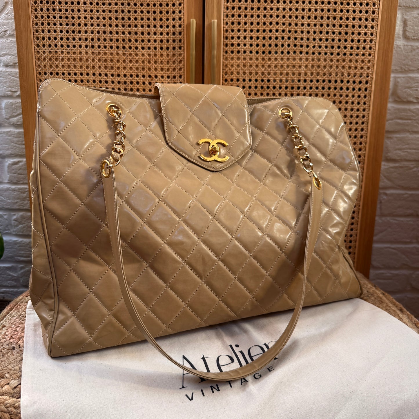 Chanel 1995 XXL Super Model Tote with Turnlock