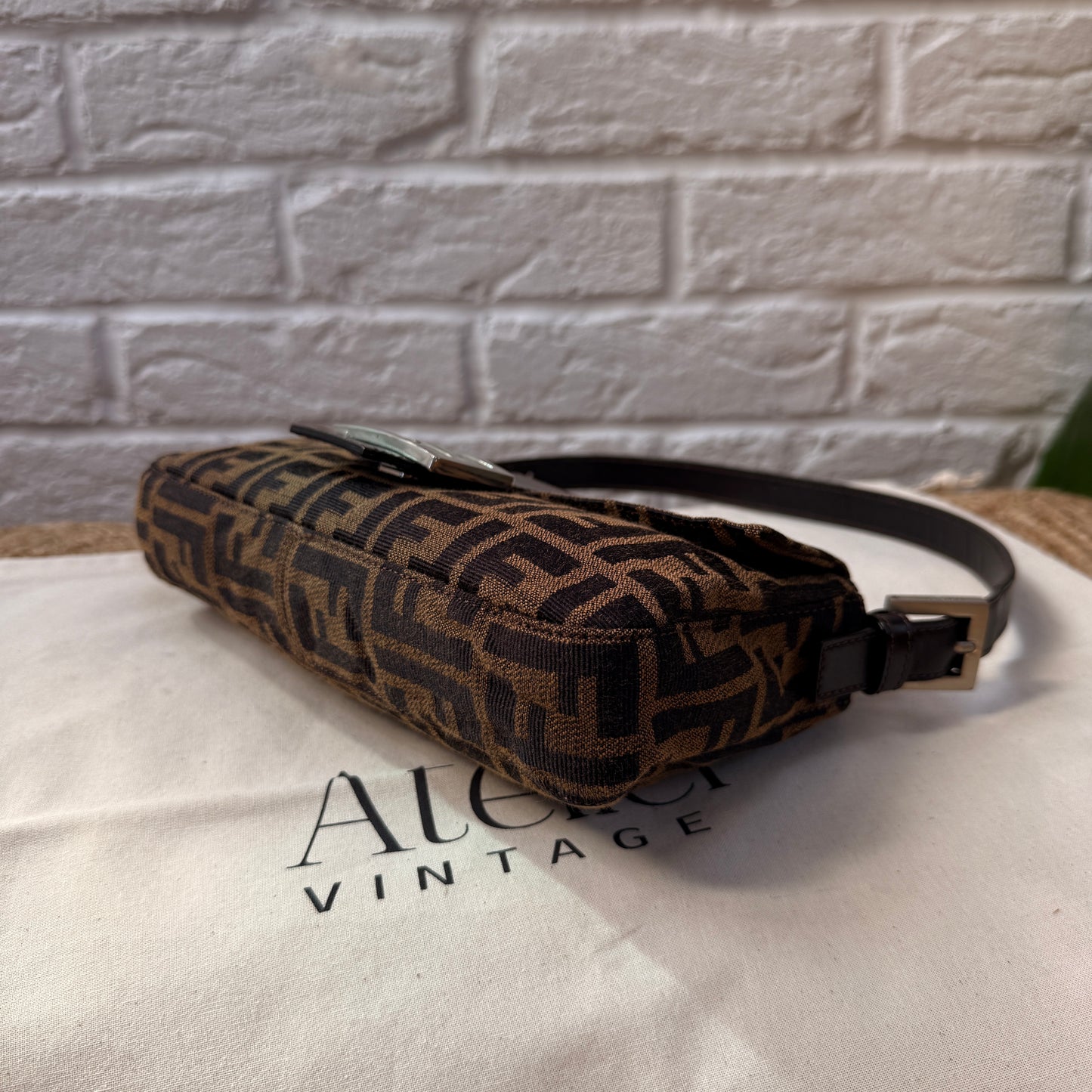 Fendi 1990s Original Baguette in Brown Zucca Print Canvas