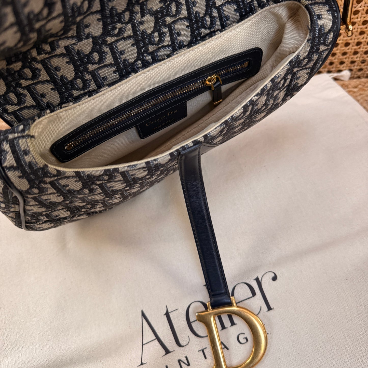 Dior 2019 Saddle Bag in Navy Oblique