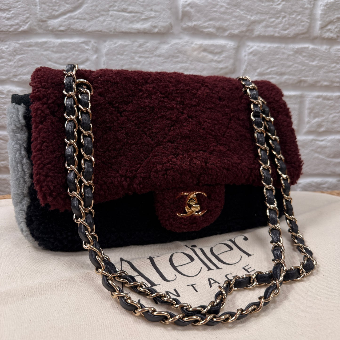 Chanel 2019 Shearling Tri Color Single Flap