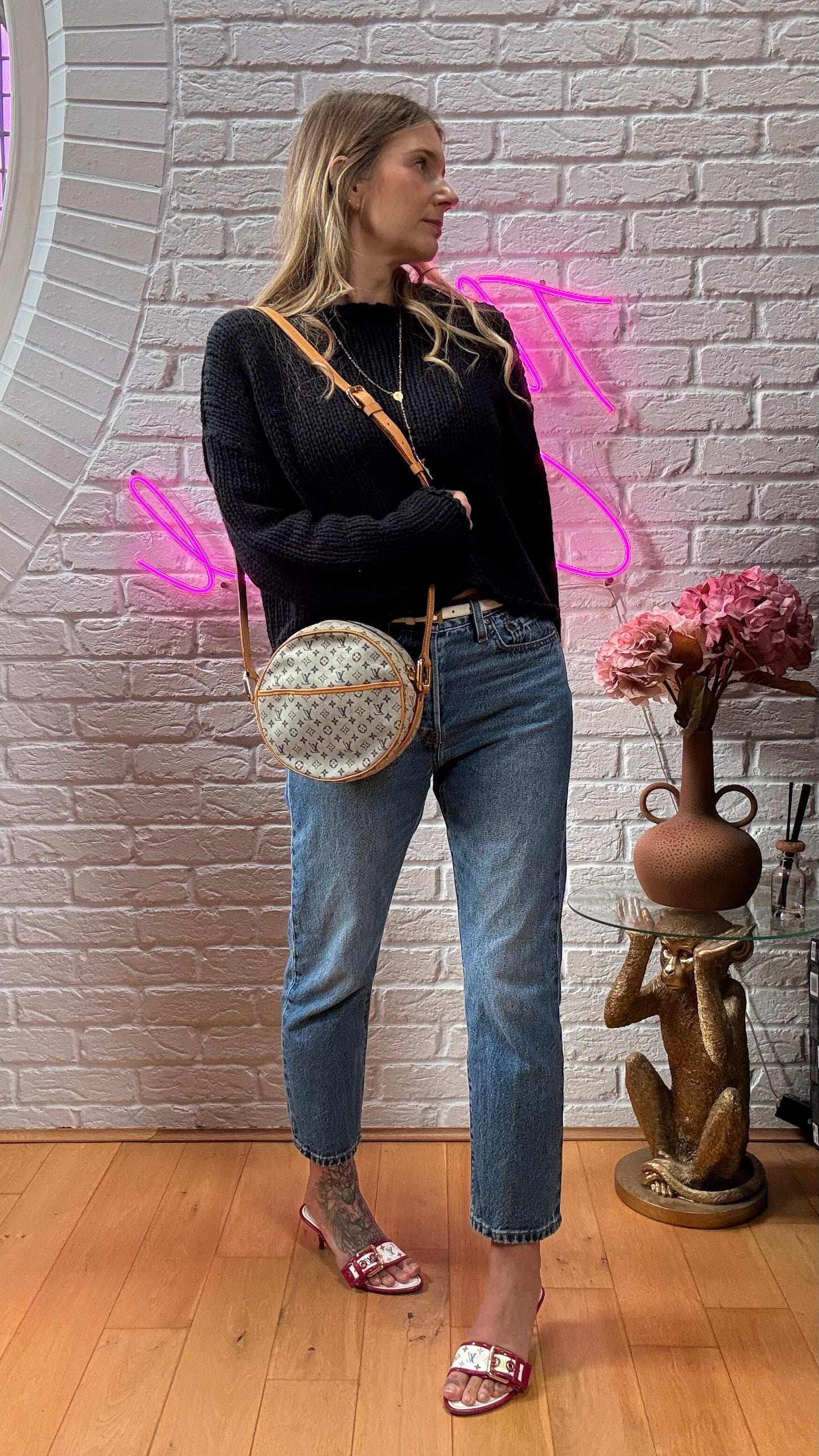 Louis Vuitton 2000 Monogram Denim Blue Jeanne GM