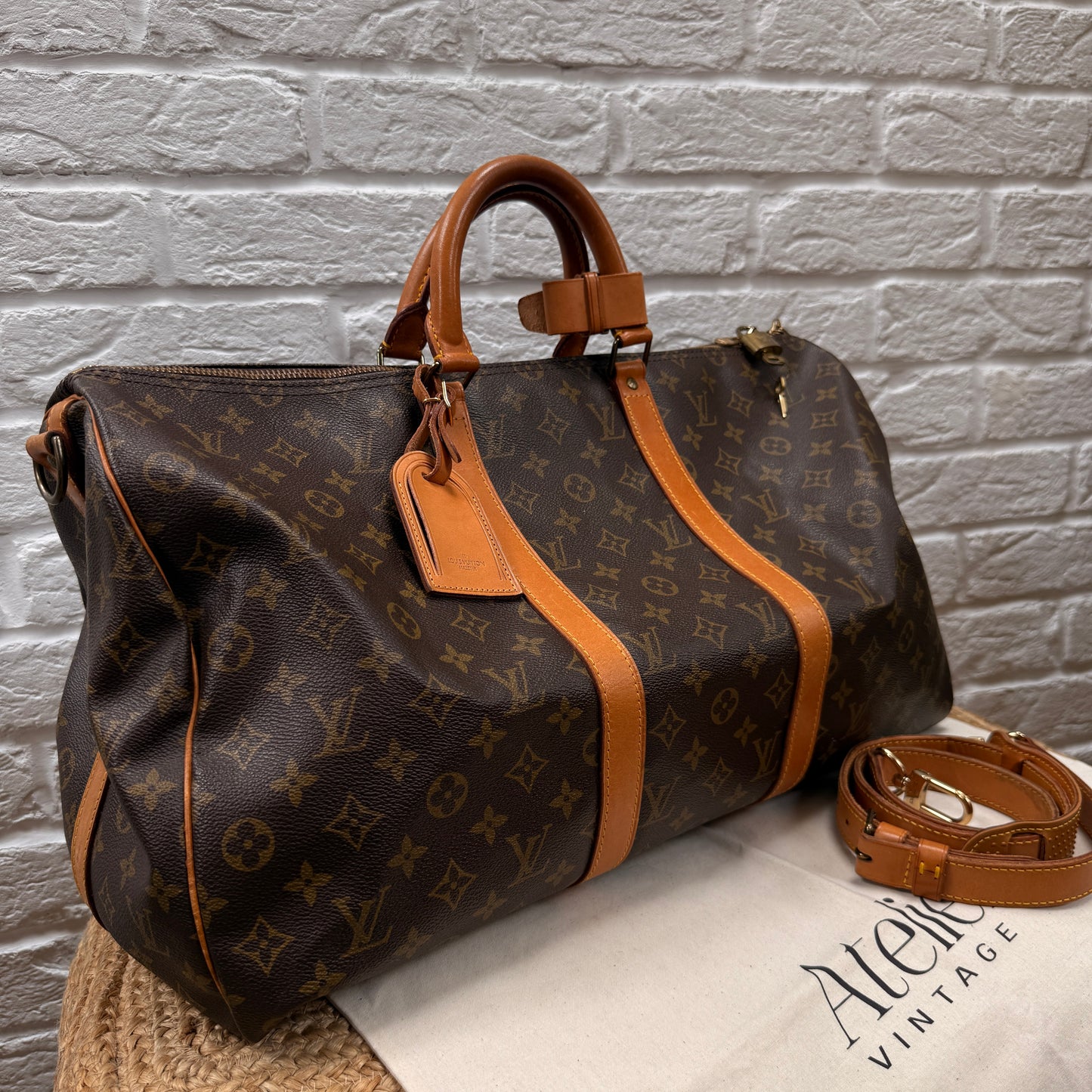 Louis Vuitton 1990 Keepall Bandoulier 50 with luggage tag, padlock, keys & handle strap