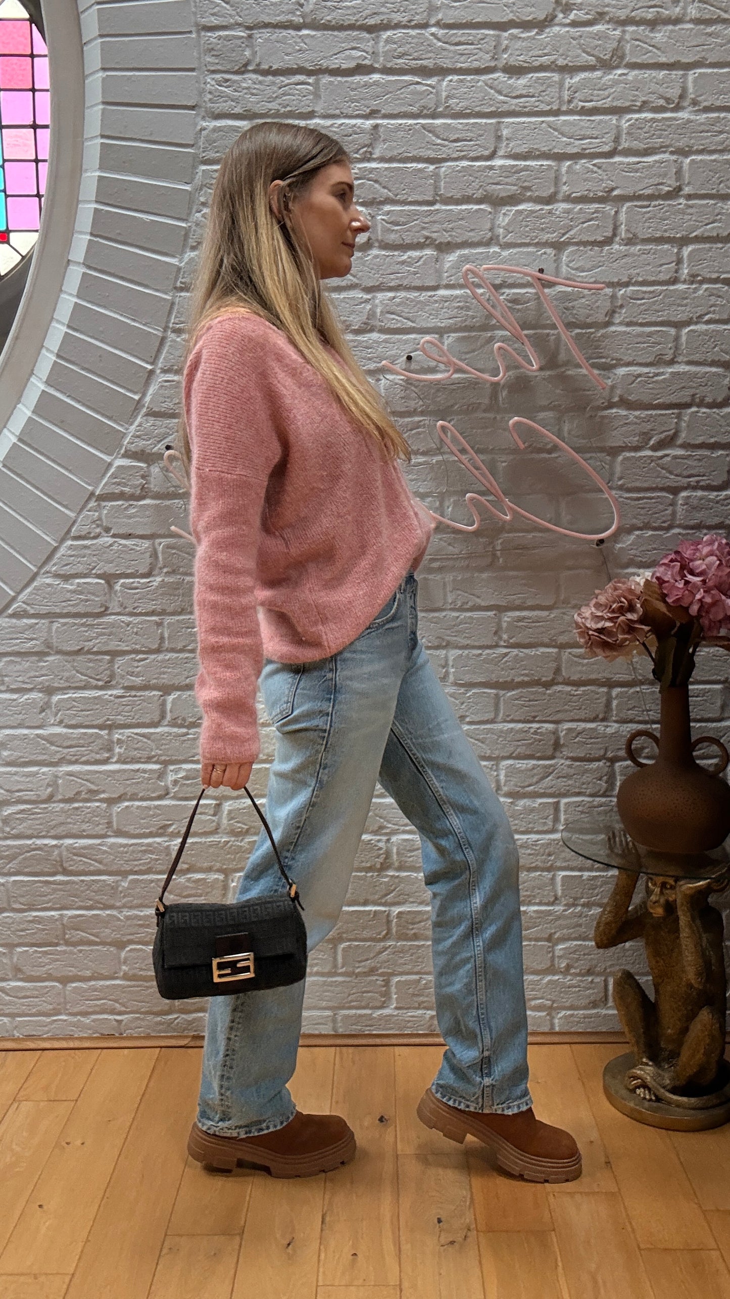 Fendi 1990s Rare Fendi Mini Mamma Baguette in grey & Brown suede