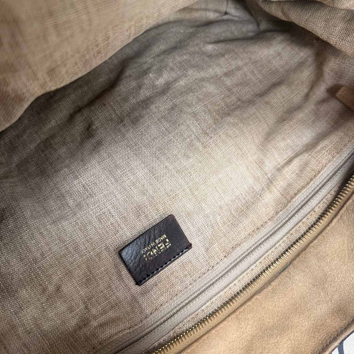 Fendi 1990s Pequin Tote