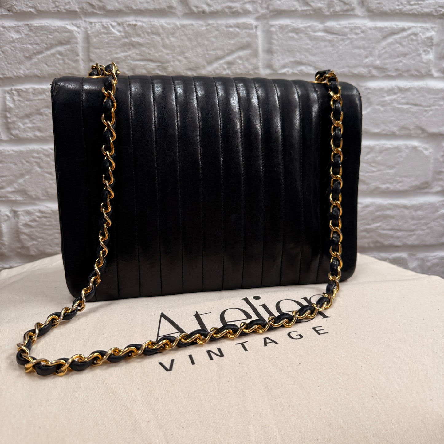 Chanel 1989 Rare Chanel Paris Limited Edition vertical quilted Single Flap in black