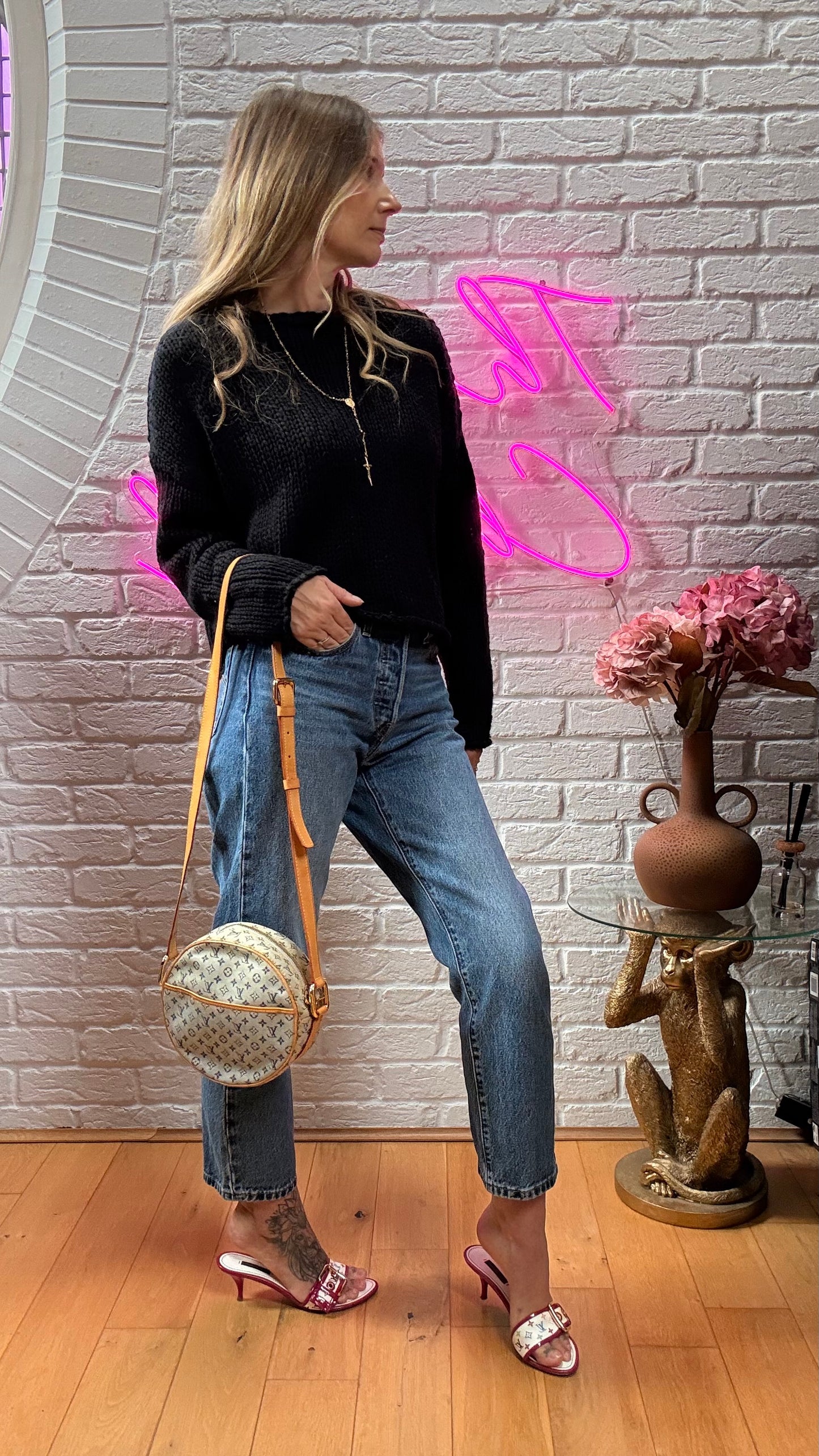 Louis Vuitton 2000 Monogram Denim Blue Jeanne GM
