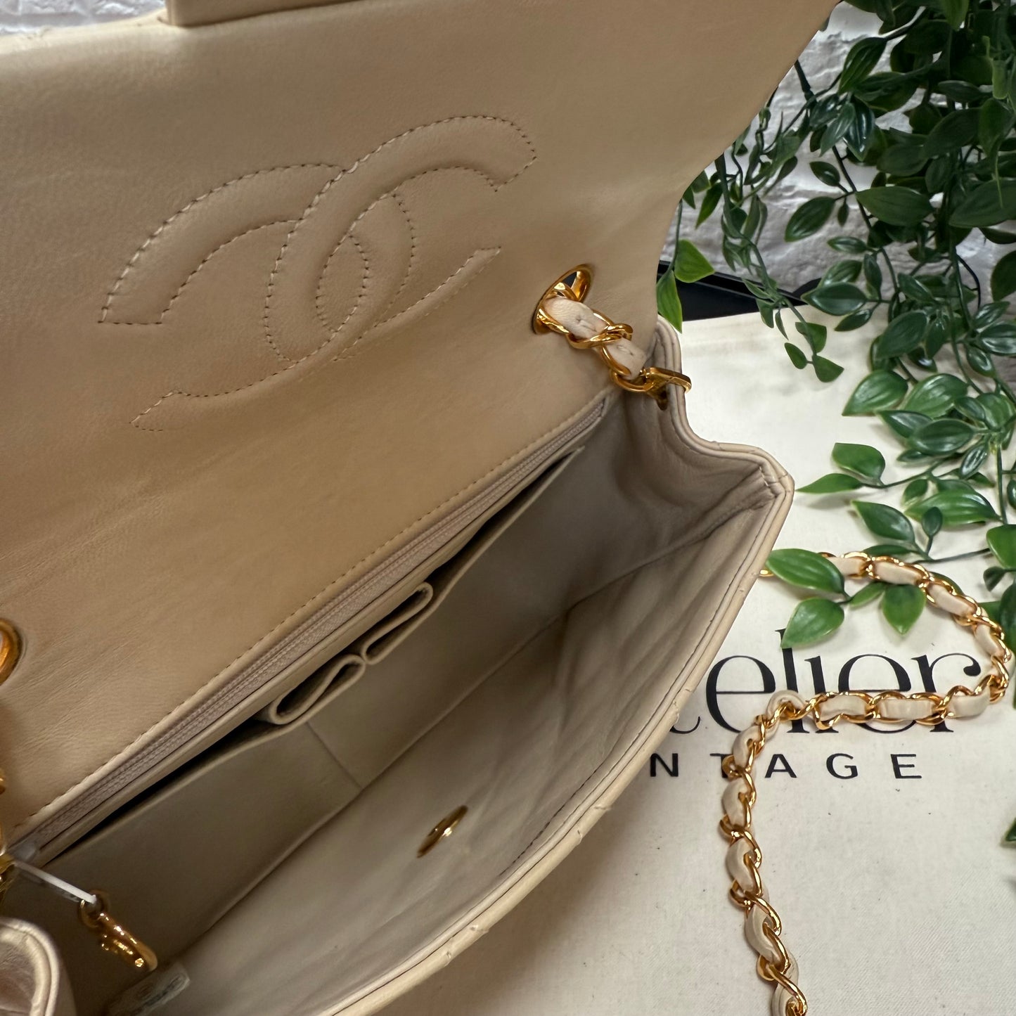 Chanel 1989 Beige Classic Single Flap Medium Square