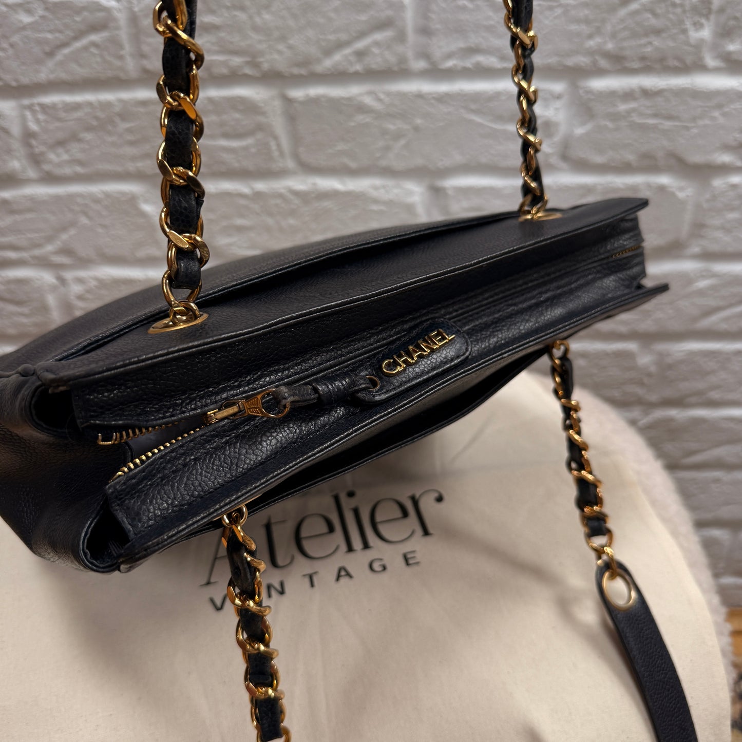 Chanel 1994 Rare Navy Triple CC Caviar Tote