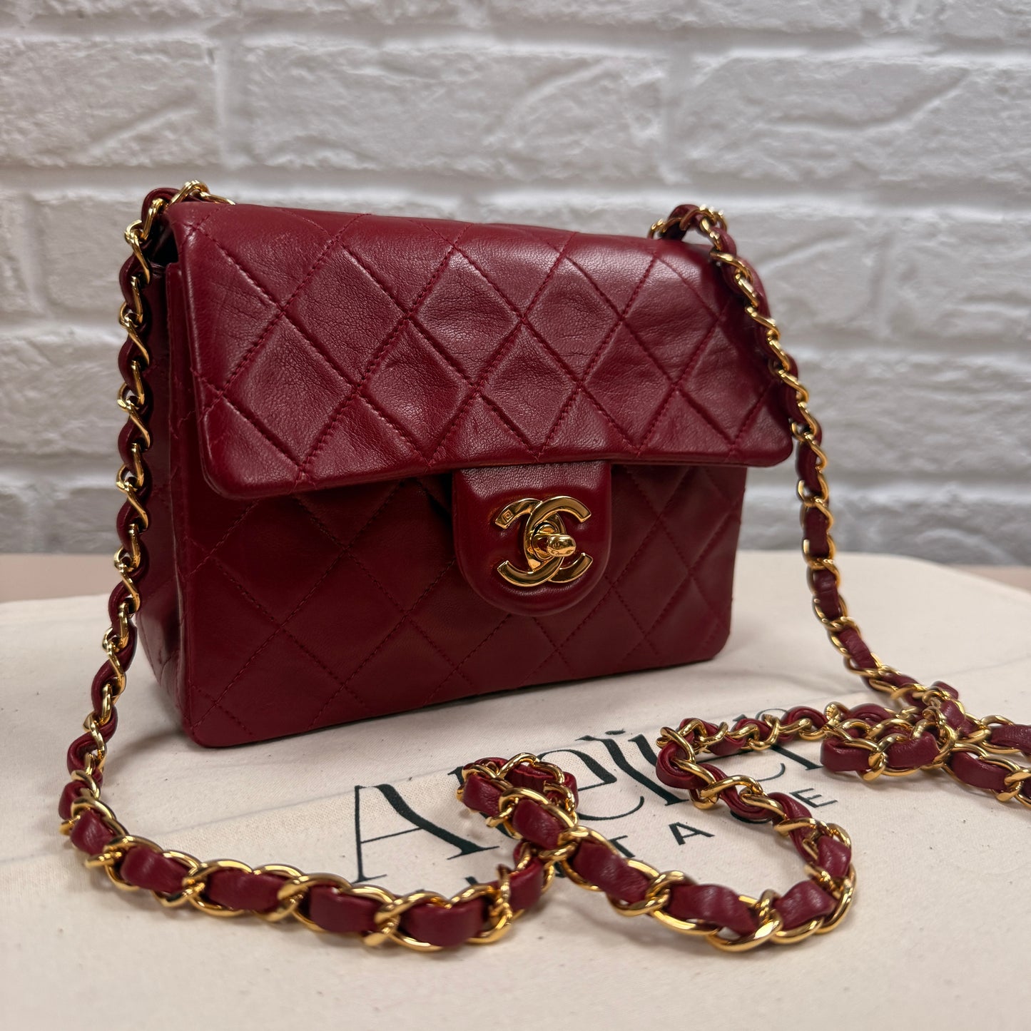 Chanel 1994 Rare Red Classic Single Flap Square Small