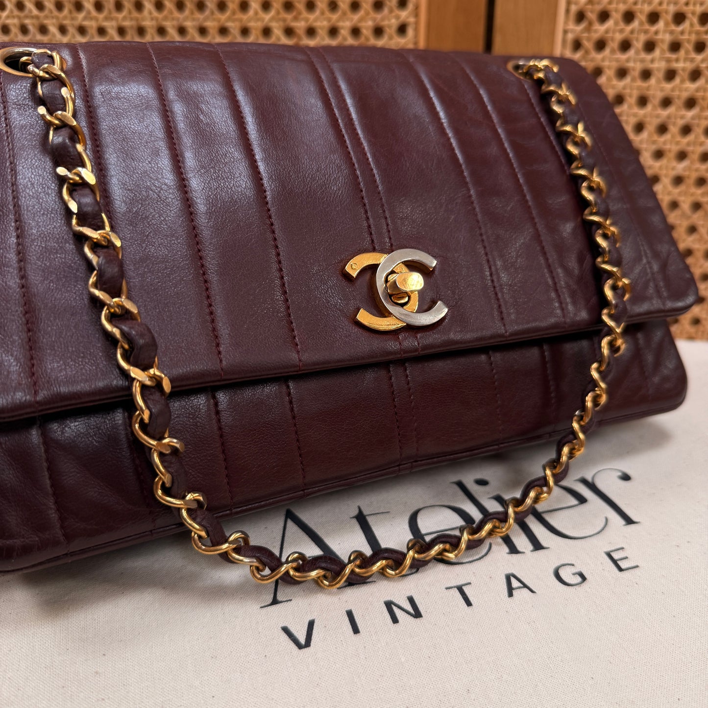 Chanel Ultra Rare Early 1980s Bordeux Lambskin Leather Classic Double Flap in Medium with 24k Gold Hardware