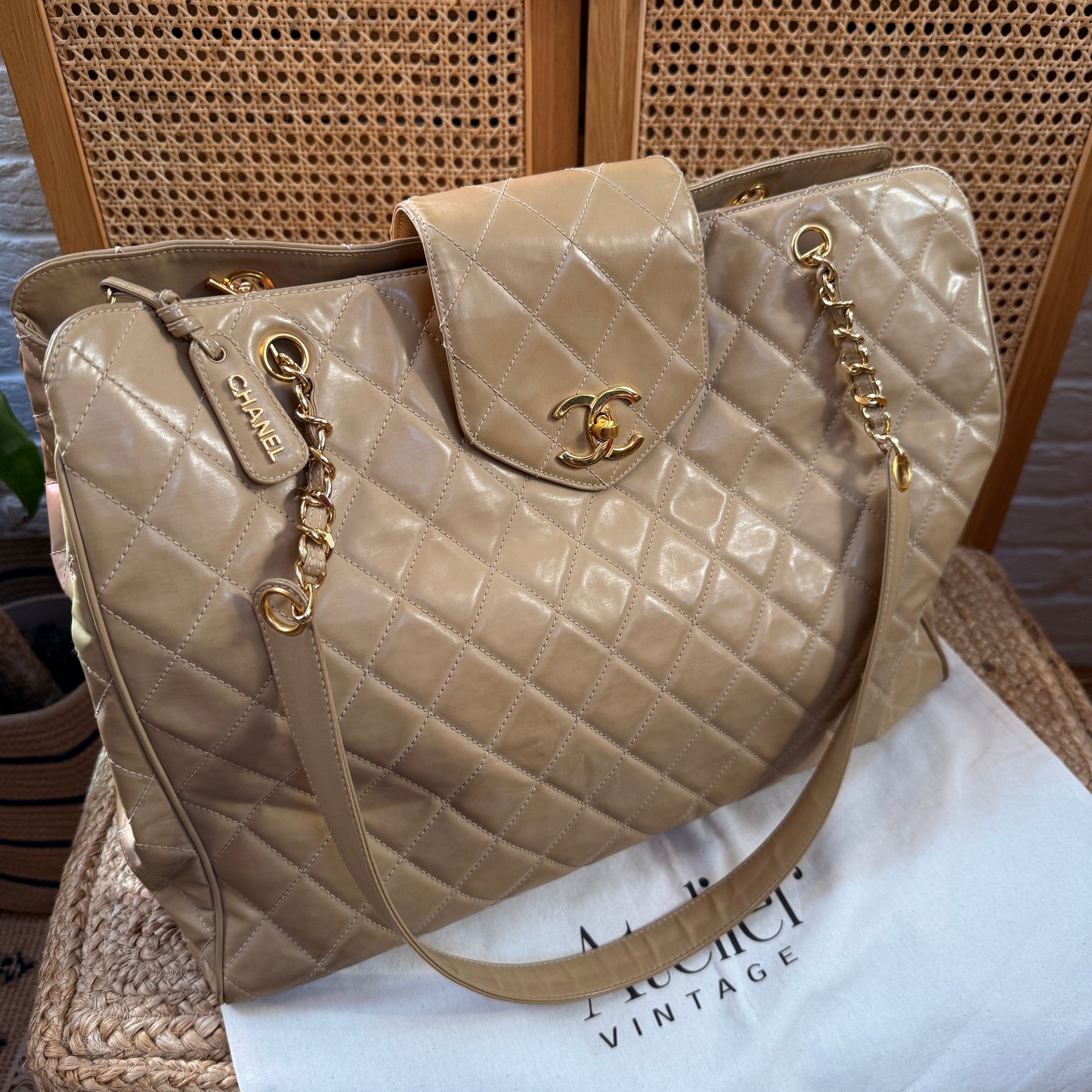 Chanel 1995 XXL Super Model Tote with Turnlock