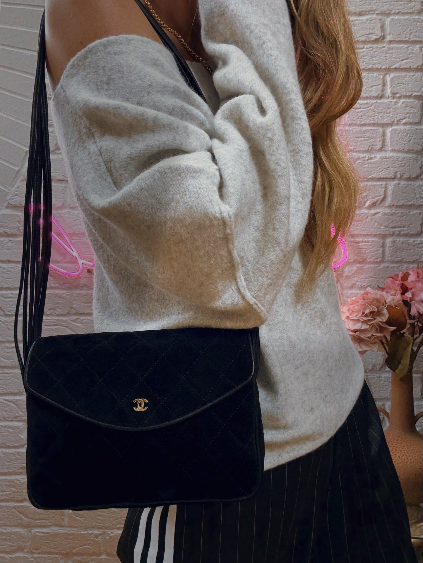 Chanel 1986 Suede & Multi-strand Leather Shoulder Bag